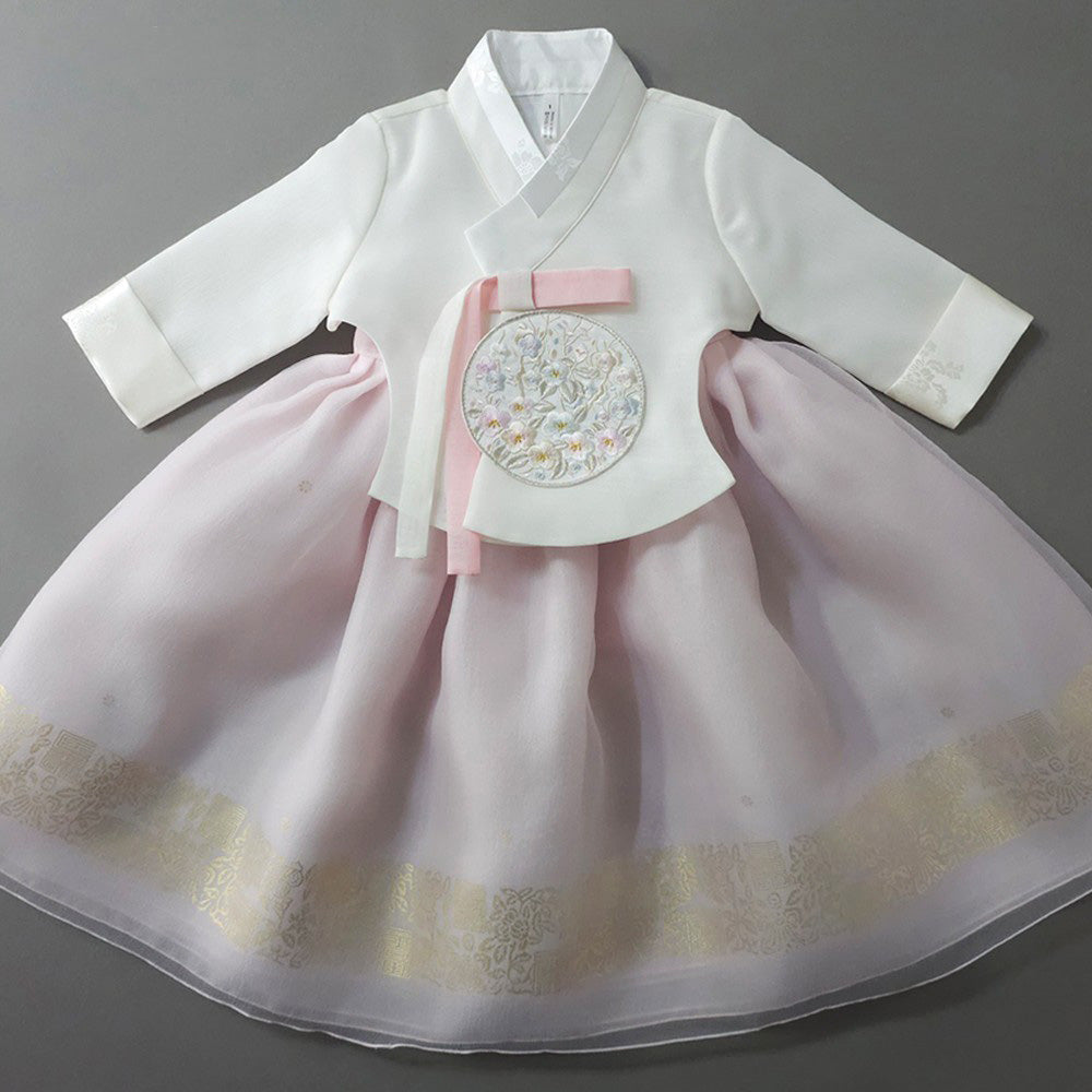 Yurim Gold Foil Light Pink Skirt Girl Hanbok (1-10YR)