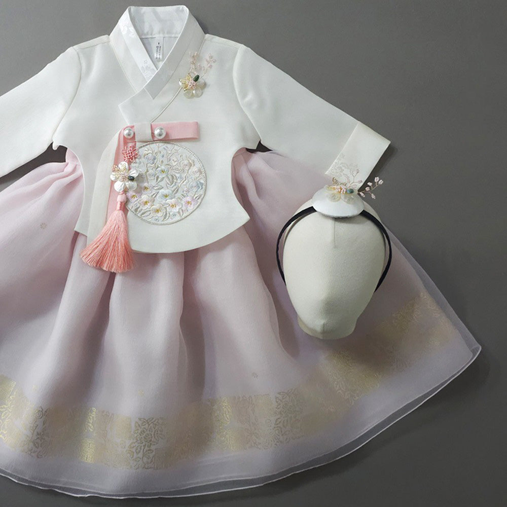 Yurim Gold Foil Light Pink Skirt Girl Hanbok (1-10YR)