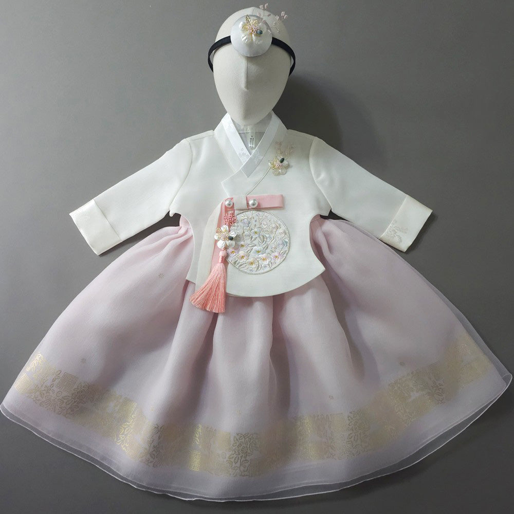 Yurim Gold Foil Light Pink Skirt Girl Hanbok (1-10YR)