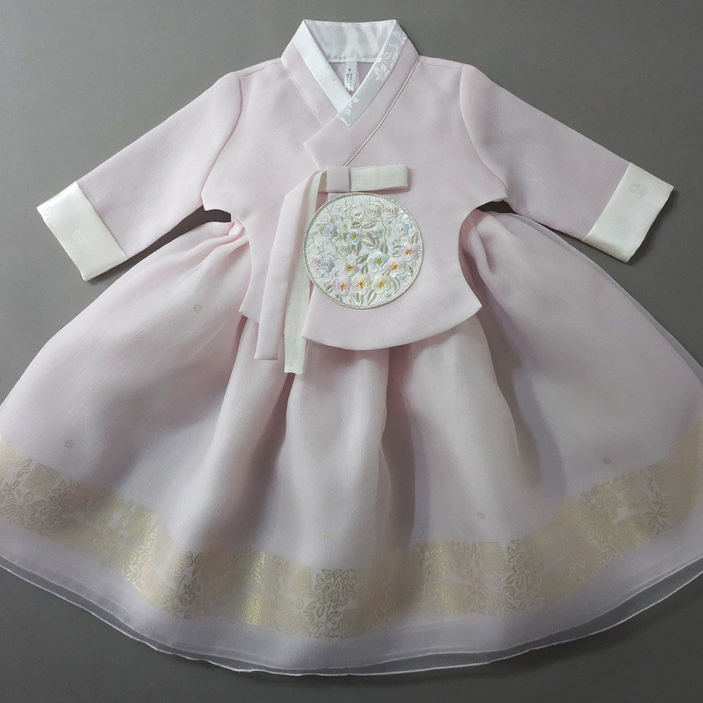 Yurim Gold Foil Light Pink Skirt Girl Hanbok (1-10YR)