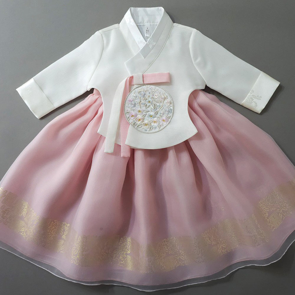 Yurim Gold Foil Pink Skirt Girl Hanbok (1-10YR)