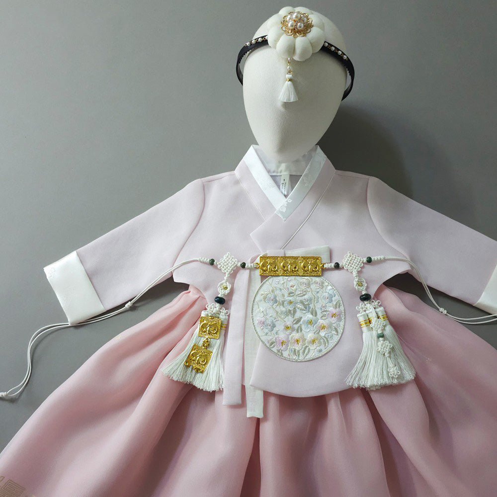 Yurim Gold Foil Pink Skirt Girl Hanbok (1-10YR)