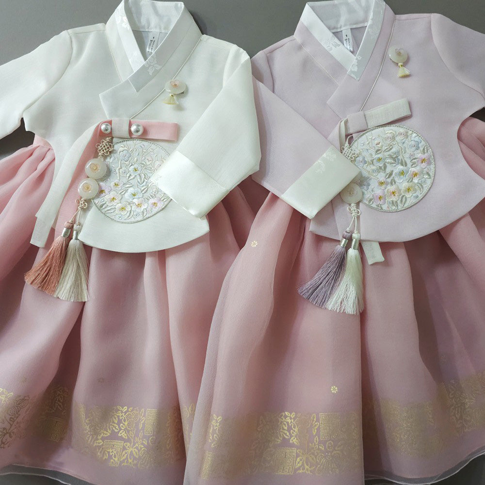 Yurim Gold Foil Pink Skirt Girl Hanbok (1-10YR)