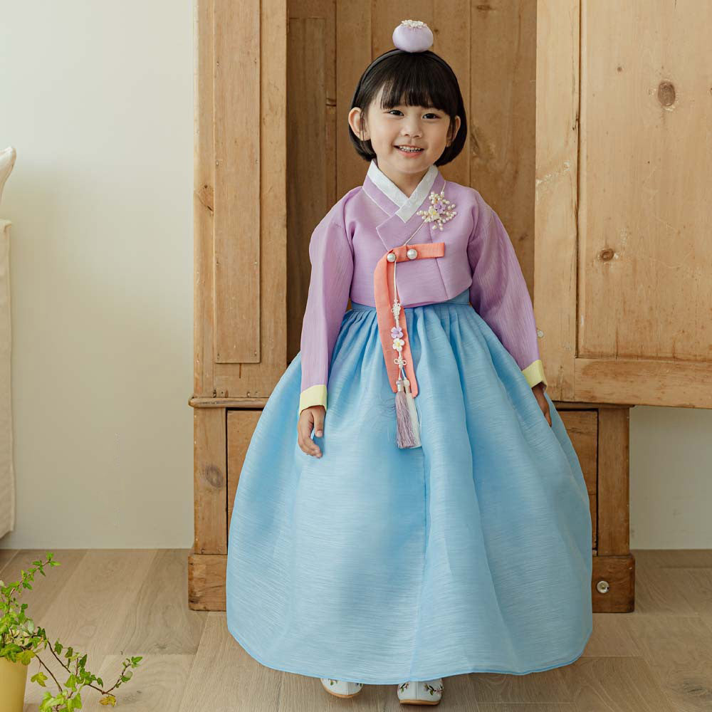 Naru Purple Sky Girl Hanbok (1-10YR) - Native Korean