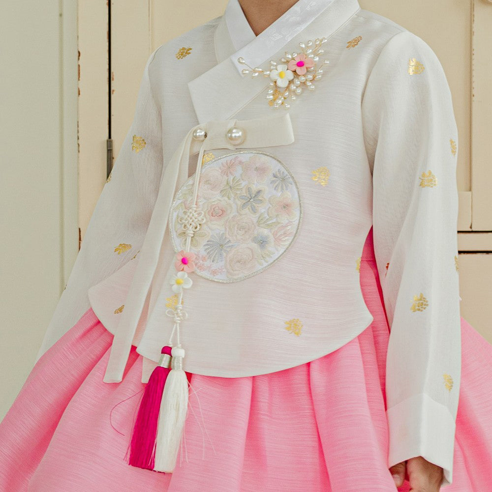 Yebon Gold Foil Pink Girl Hanbok (1-9YR)