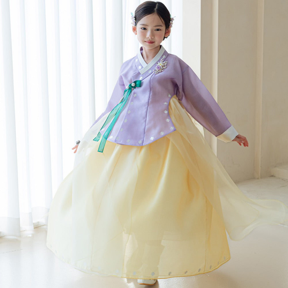 Doyu Purple Dangui Yellow Girl Hanbok (100D-10YR)