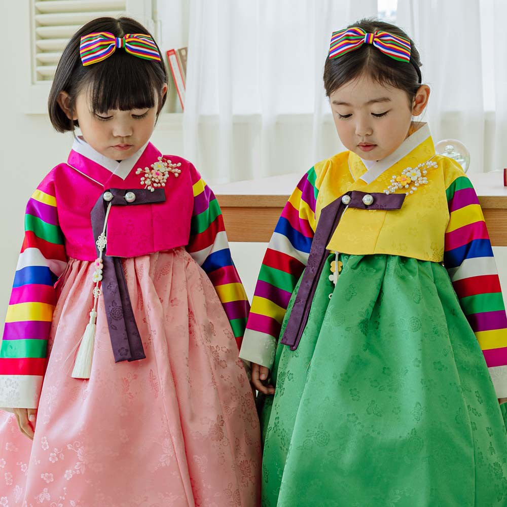 Seunju Magenta Jeogori Pink Skirt Girl Hanbok (100D-10YR)