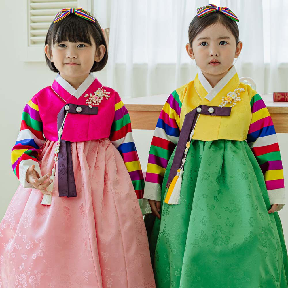 Seunju Magenta Jeogori Pink Skirt Girl Hanbok (100D-10YR)