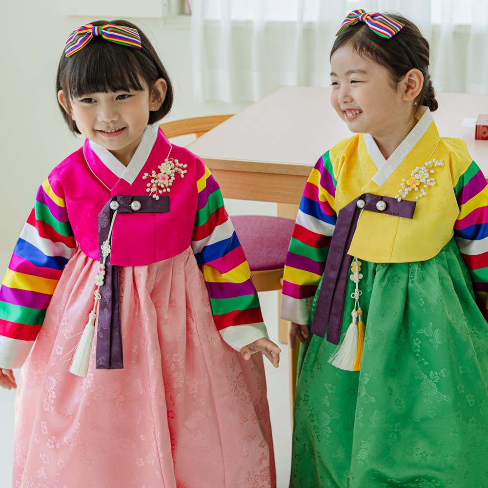 Seunju Magenta Jeogori Pink Skirt Girl Hanbok (100D-10YR)