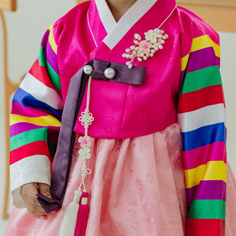 Seunju Magenta Jeogori Pink Skirt Girl Hanbok (100D-10YR)