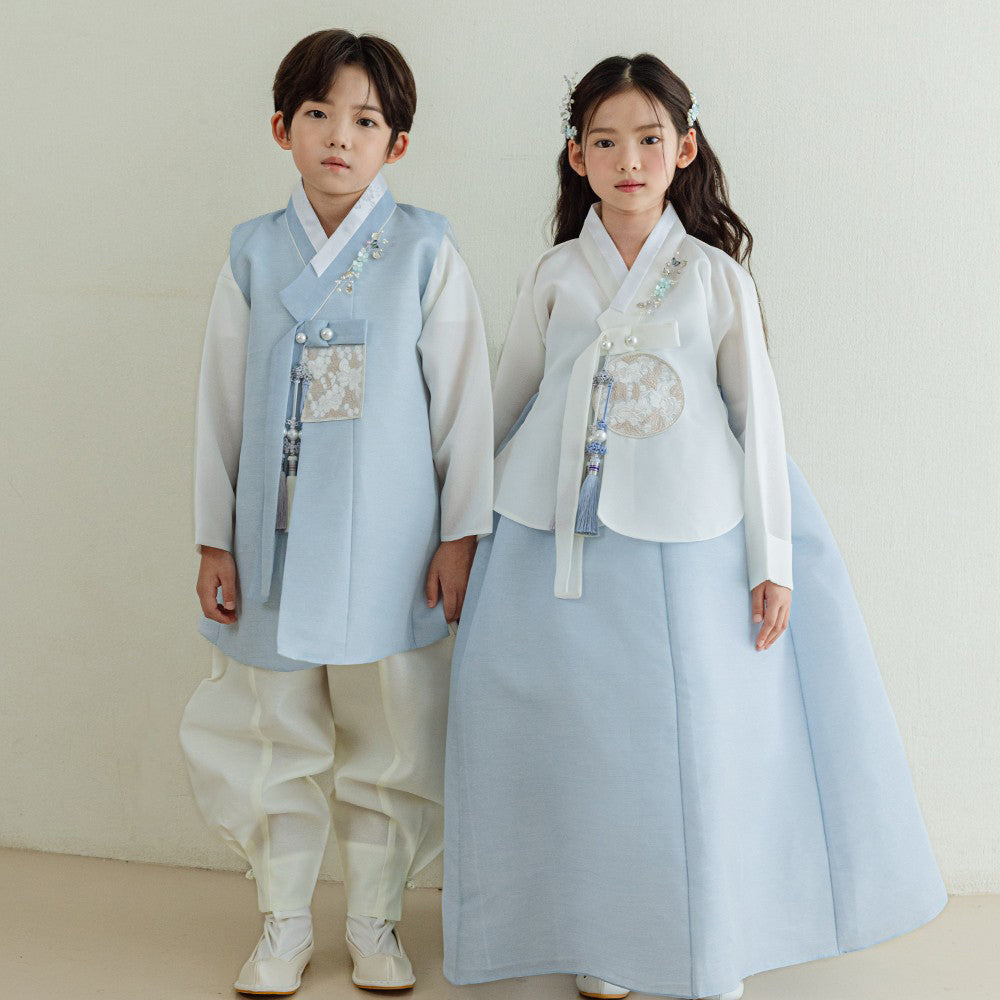 Yujin White Dangui Sky Girl Hanbok (100D-15YR) - Native Korean