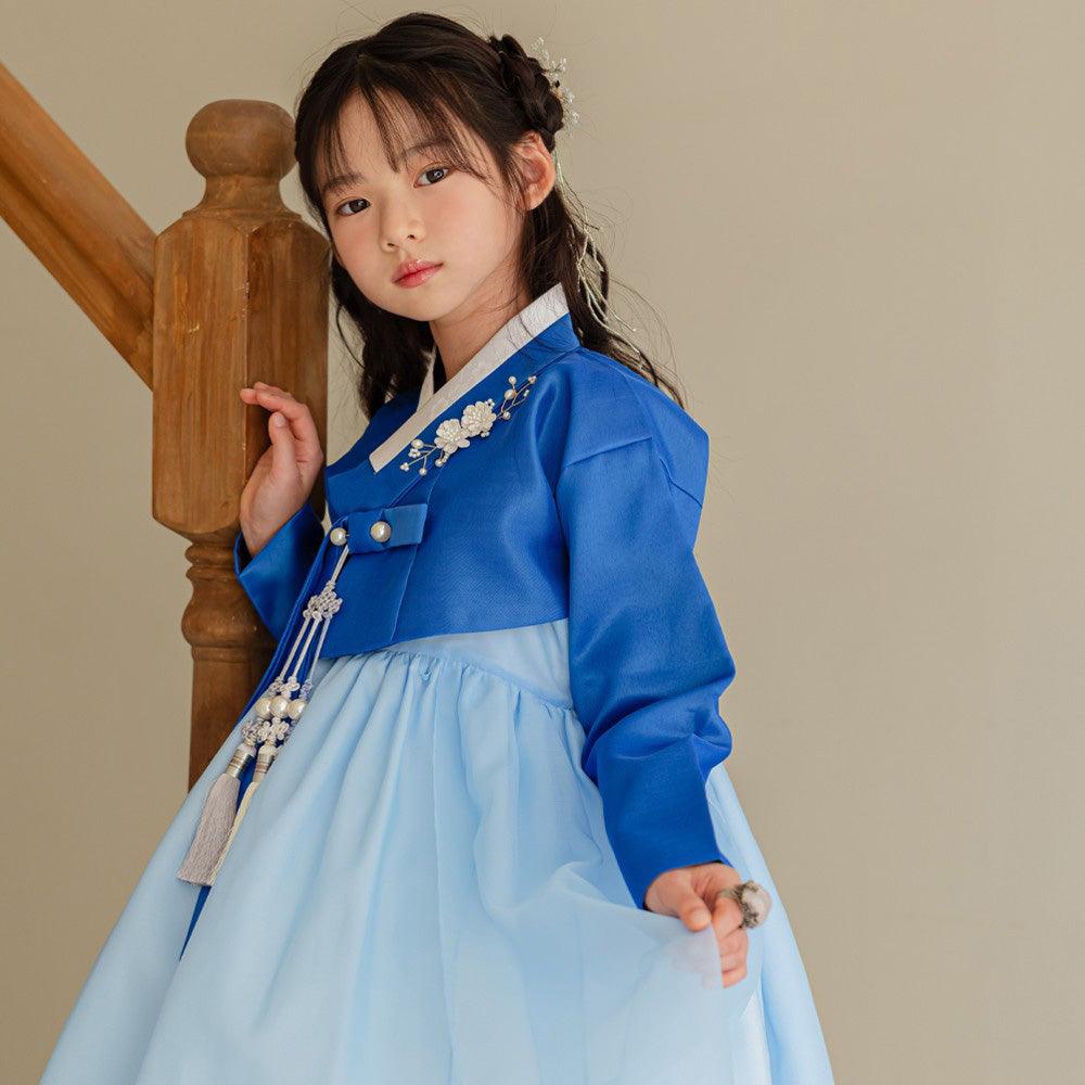 Yumin Flared Blue Sky Girl Hanbok (100D-15YR) - Native Korean