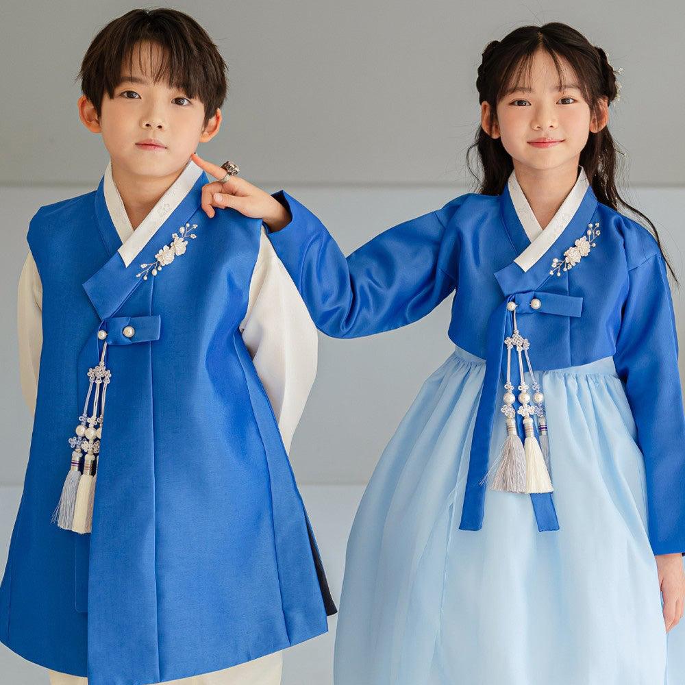 Yumin Flared Blue Sky Girl Hanbok (100D-15YR) - Native Korean