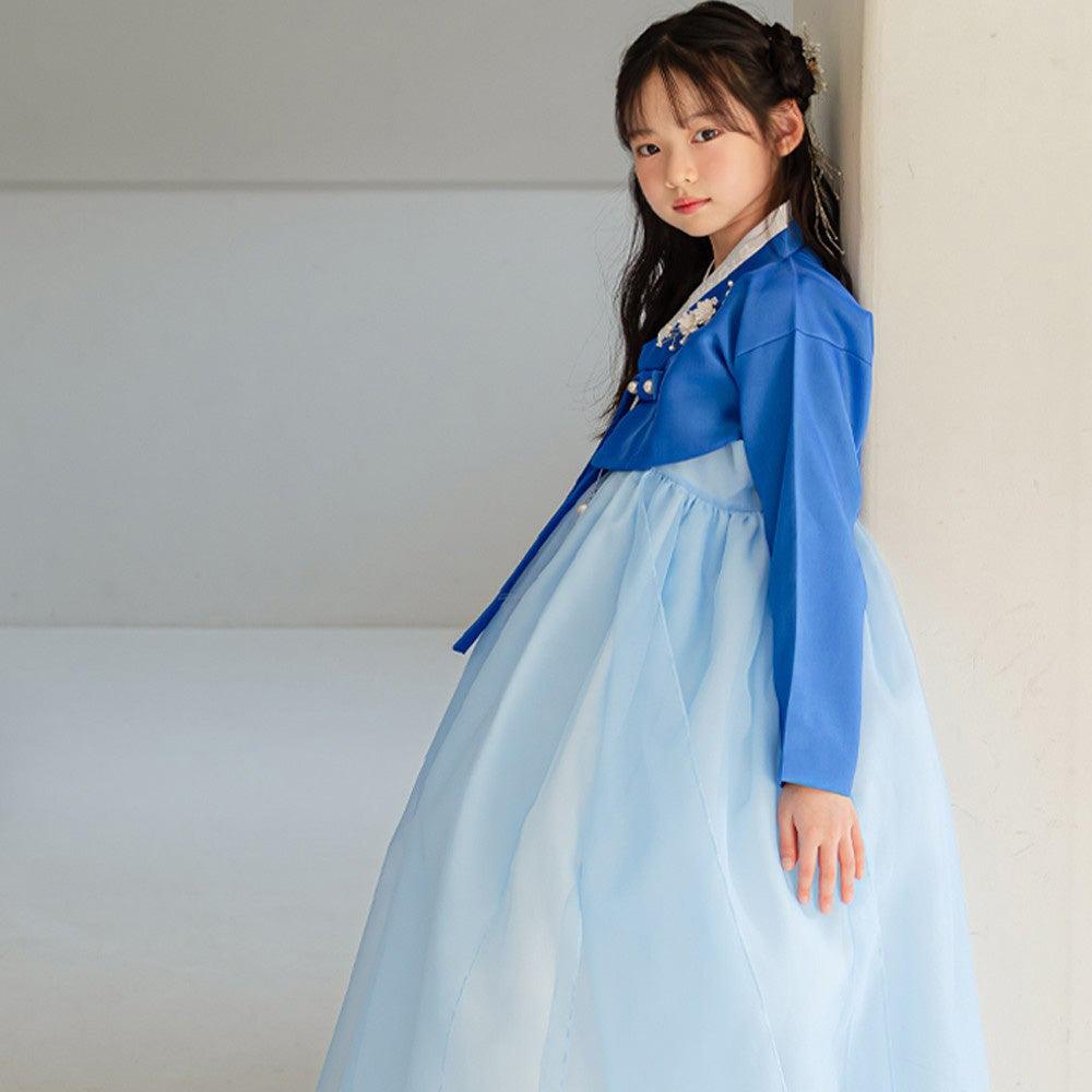 Yumin Flared Blue Sky Girl Hanbok (100D-15YR) - Native Korean