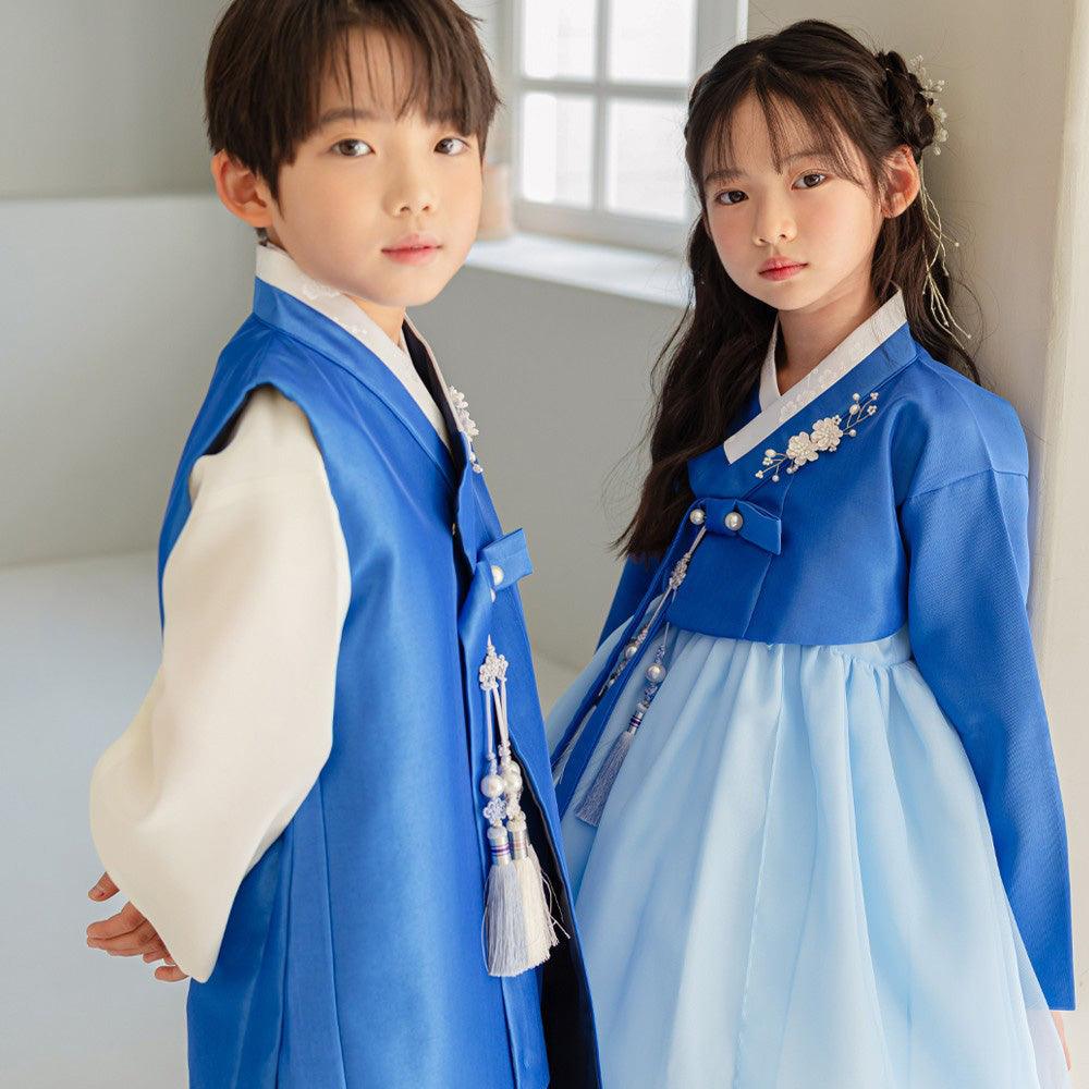 Yumin Flared Blue Sky Girl Hanbok (100D-15YR) - Native Korean