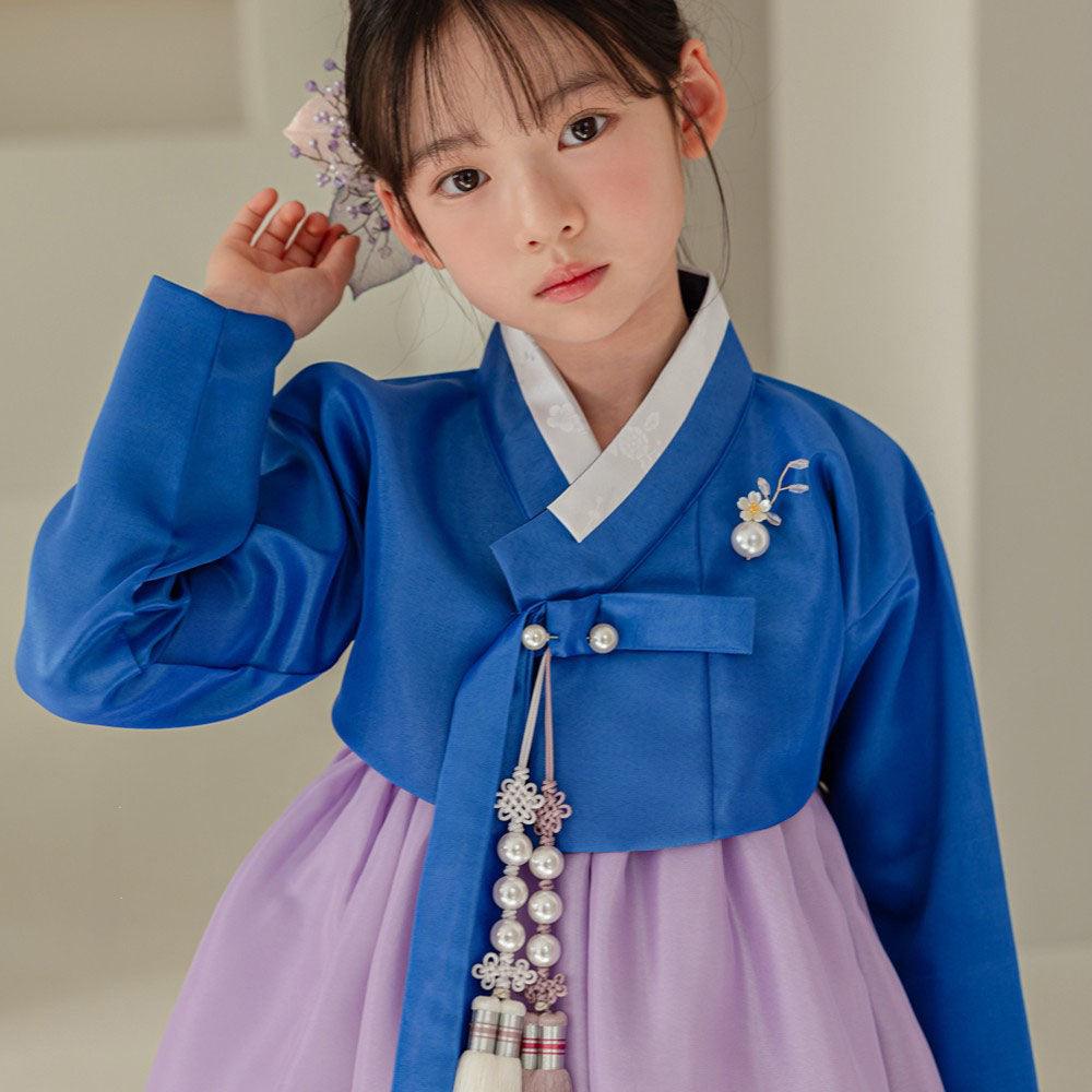 Yumin Blue Purple Girl Hanbok (100D-15YR) - Native Korean