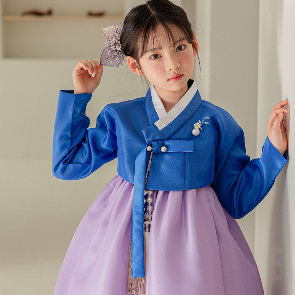 Yumin Blue Purple Girl Hanbok (100D-15YR) - Native Korean