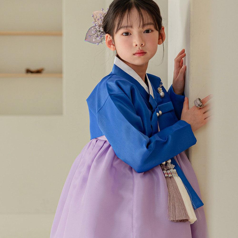 Yumin Blue Purple Girl Hanbok (100D-15YR) - Native Korean