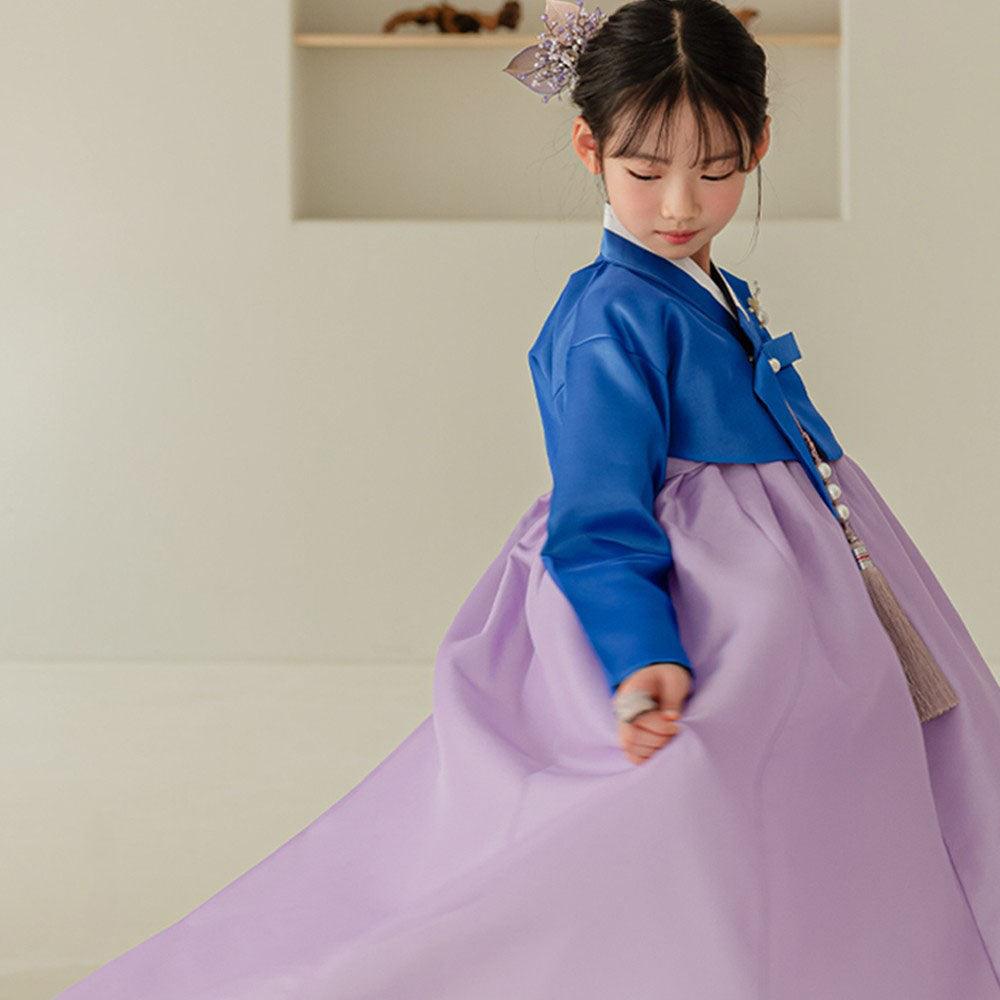 Yumin Blue Purple Girl Hanbok (100D-15YR) - Native Korean