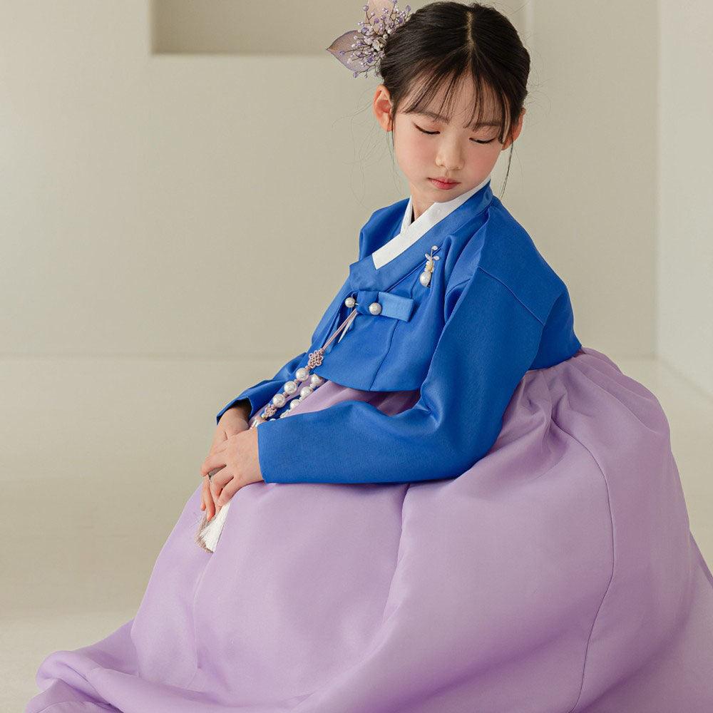 Yumin Blue Purple Girl Hanbok (100D-15YR) - Native Korean