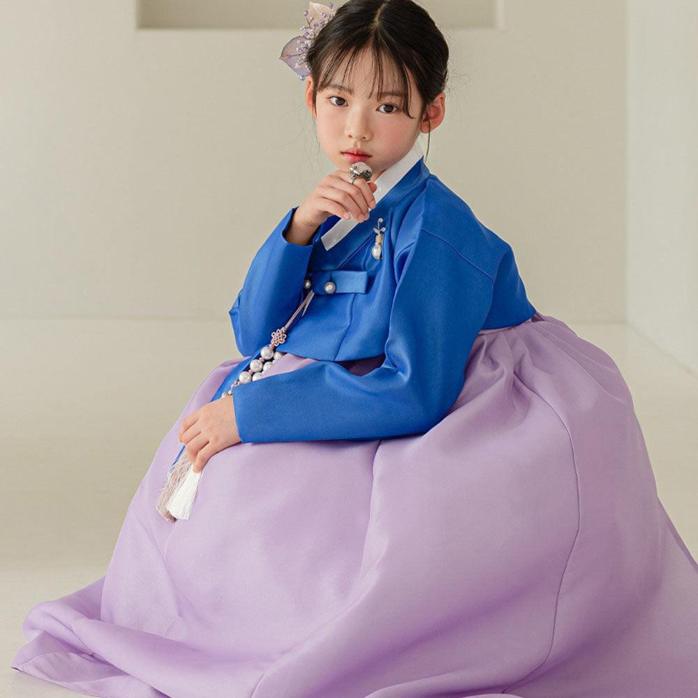 Yumin Blue Purple Girl Hanbok (100D-15YR) - Native Korean