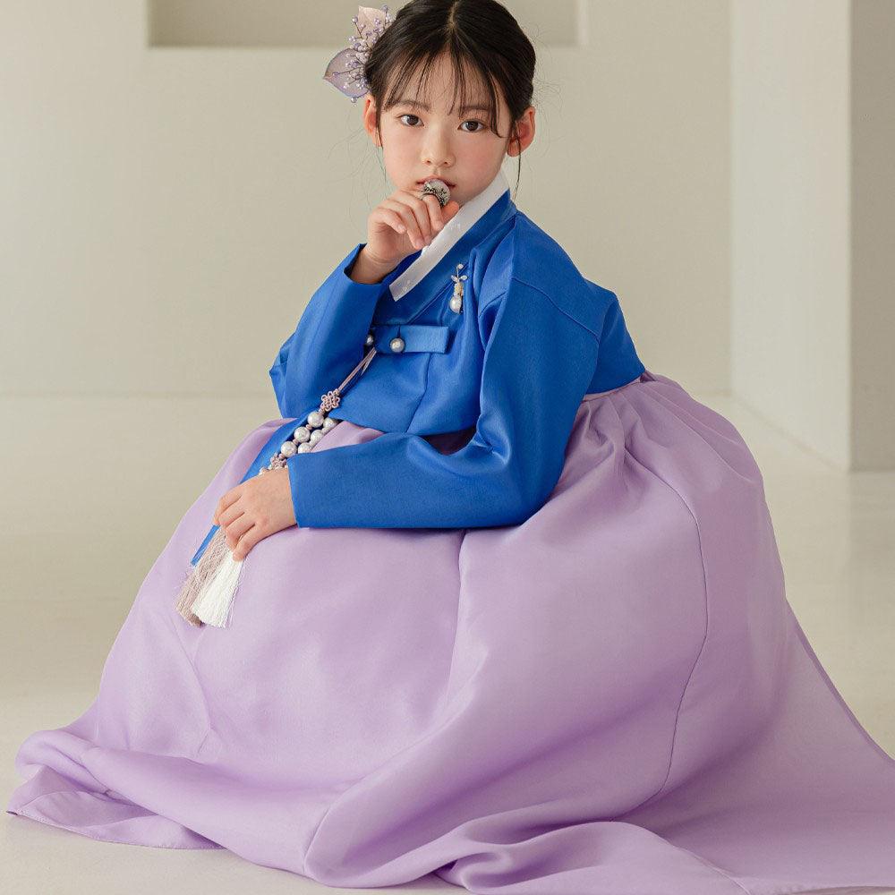 Yumin Blue Purple Girl Hanbok (100D-15YR) - Native Korean