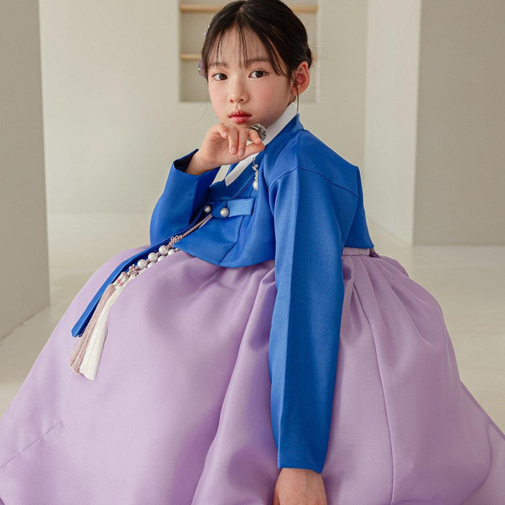 Yumin Blue Purple Girl Hanbok (100D-15YR) - Native Korean