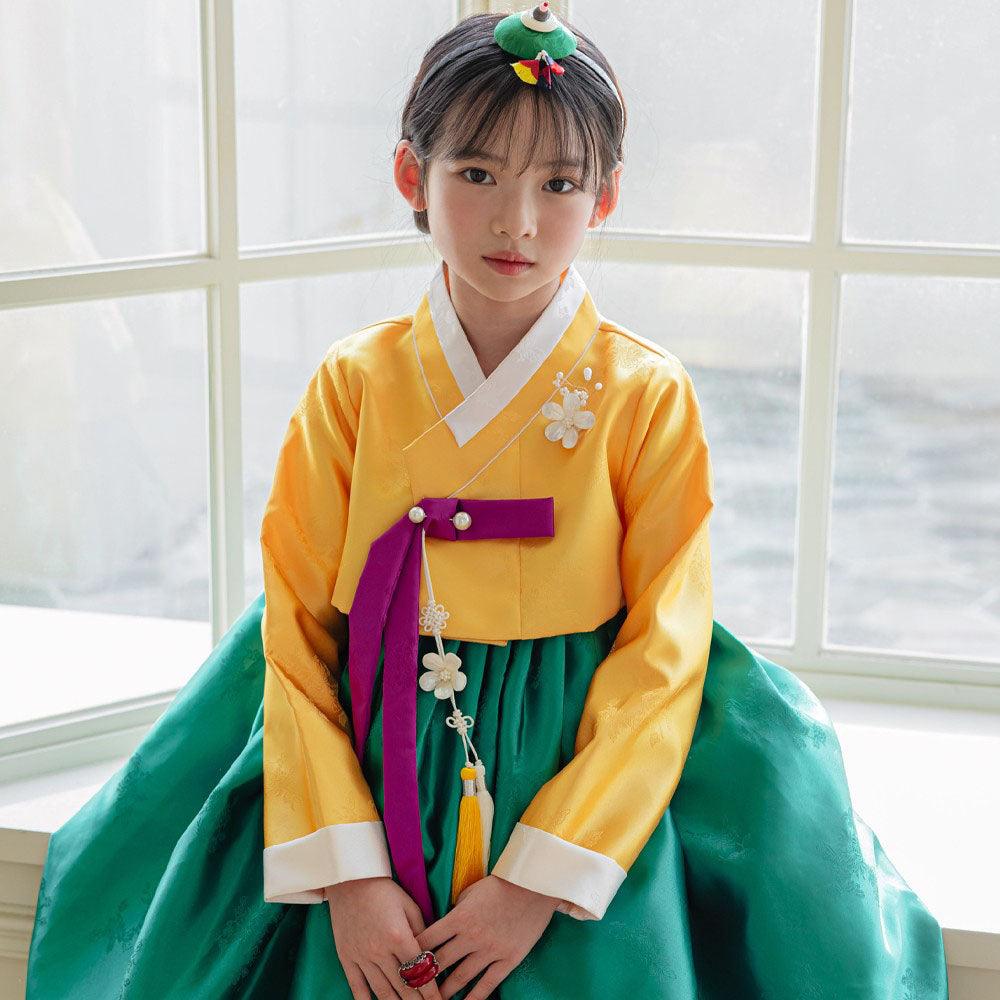 Seojung Yellow Green Girl Hanbok (1-8YR) - Native Korean