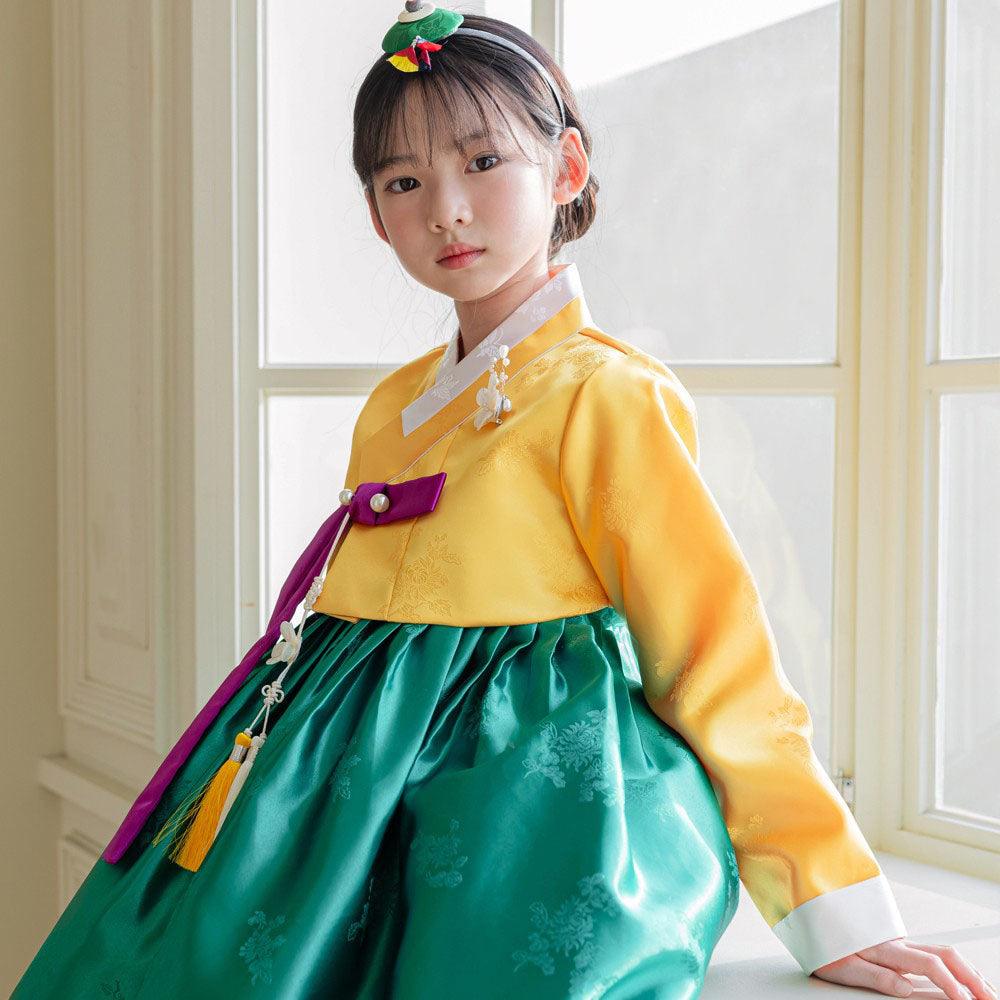 Seojung Yellow Green Girl Hanbok (1-8YR) - Native Korean