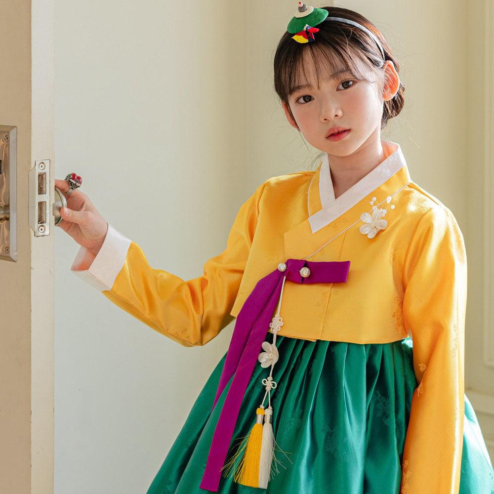 Seojung Yellow Green Girl Hanbok (1-8YR) - Native Korean