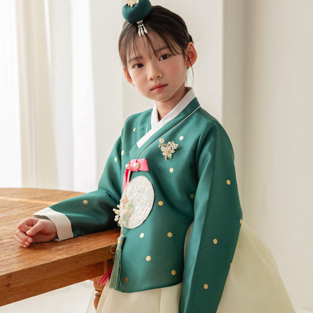 Surlin Green Girl Hanbok (100D-12YR) - Native Korean