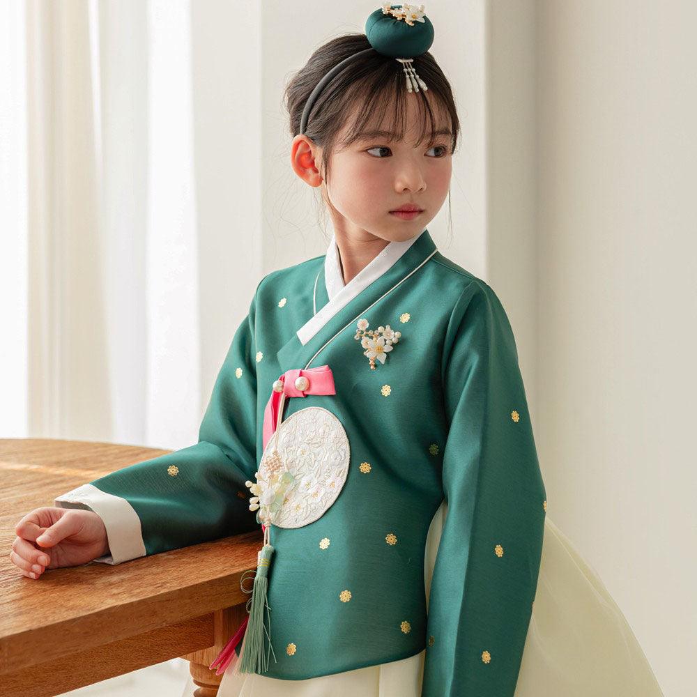 Surlin Green Girl Hanbok (100D-12YR) - Native Korean