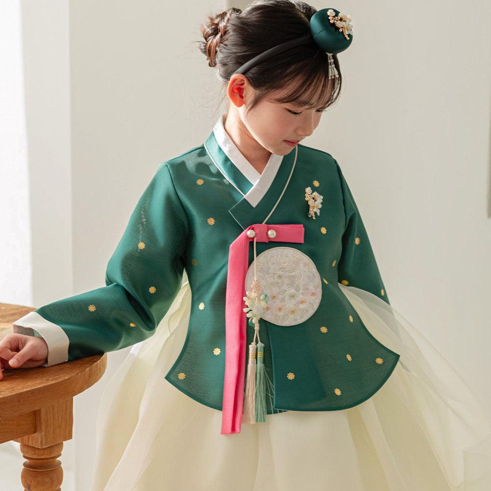 Surlin Green Girl Hanbok (100D-12YR) - Native Korean