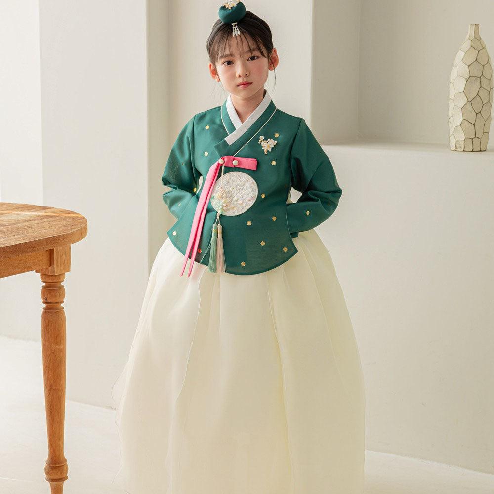 Surlin Green Girl Hanbok (100D-12YR) - Native Korean