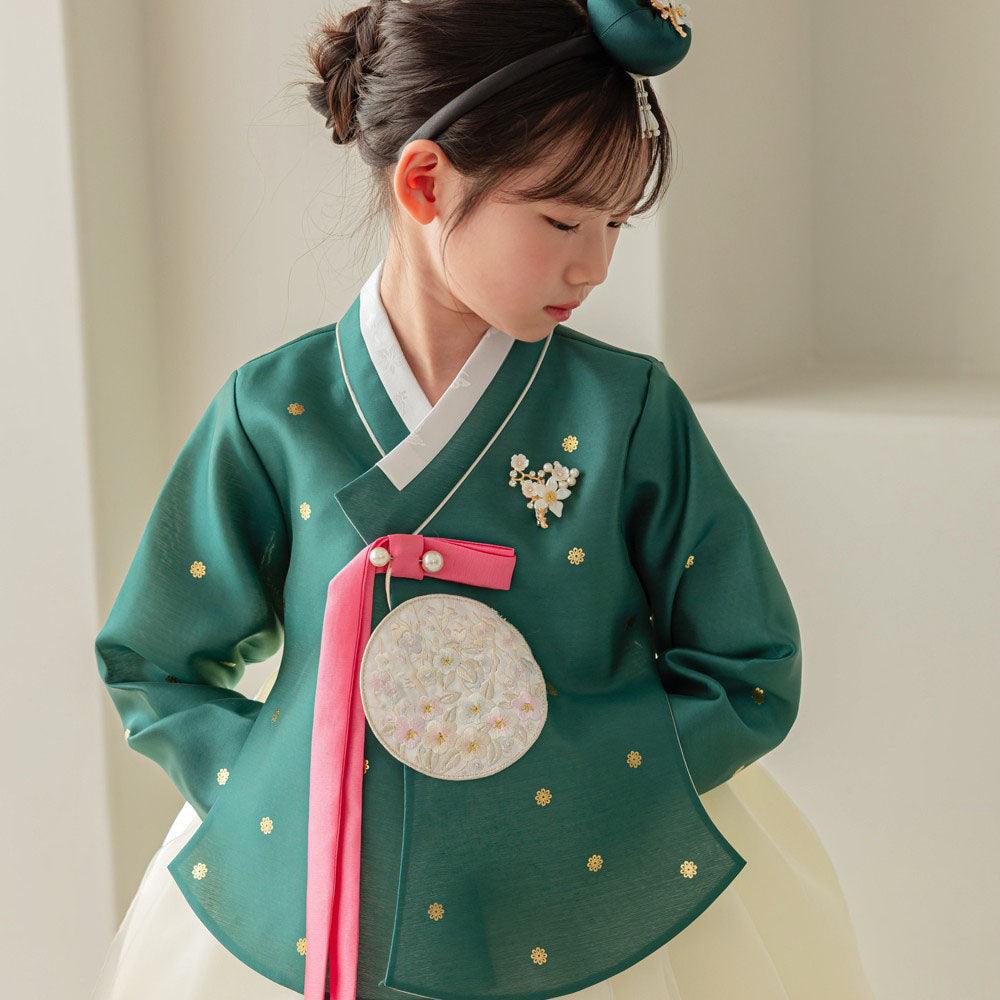 Surlin Green Girl Hanbok (100D-12YR) - Native Korean