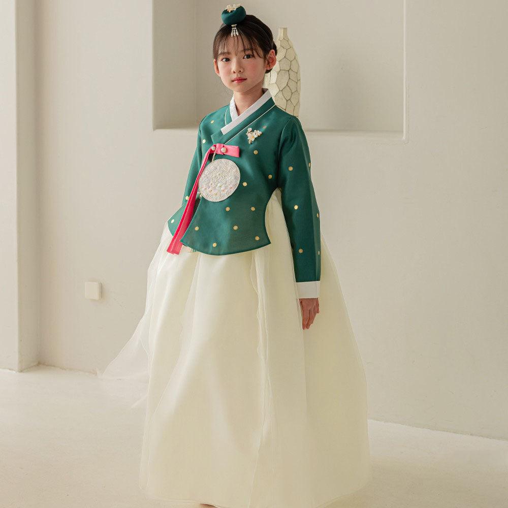 Surlin Green Girl Hanbok (100D-12YR) - Native Korean