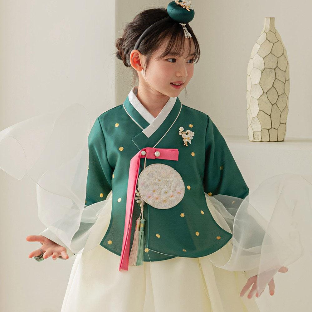 Surlin Green Girl Hanbok (100D-12YR) - Native Korean