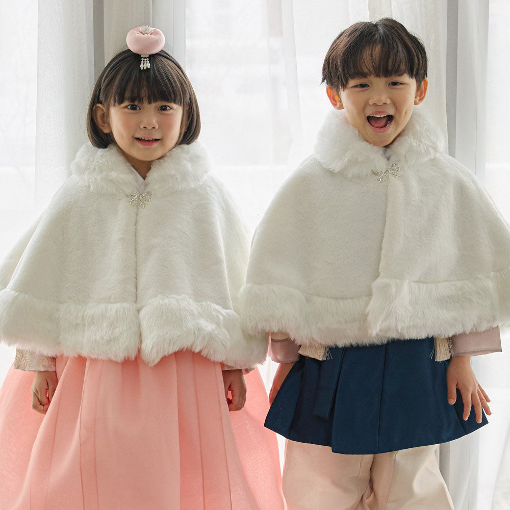 Ivory Faux Fur Hanbok Cape