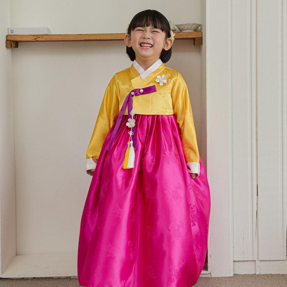 Seojung Yellow Magenta Girl Hanbok (1-8YR) - Native Korean