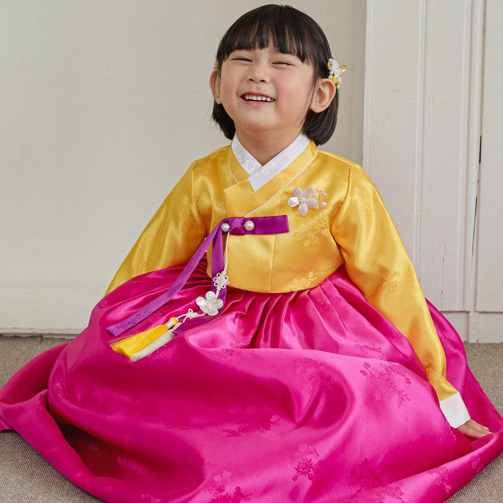 Seojung Yellow Magenta Girl Hanbok (1-8YR) - Native Korean