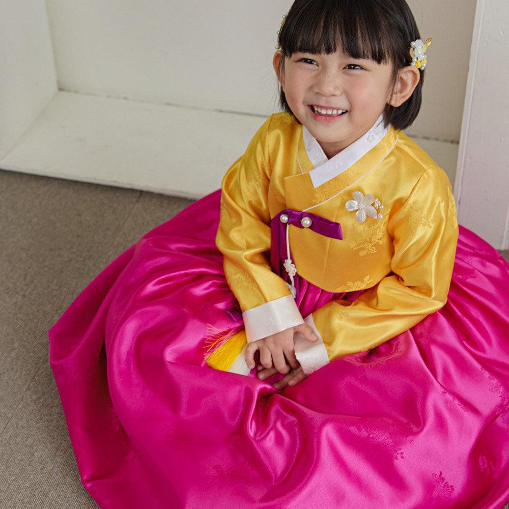 Seojung Yellow Magenta Girl Hanbok (1-8YR) - Native Korean