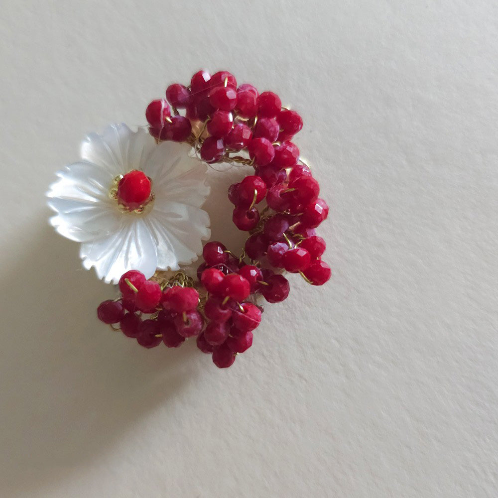 Mother of Pearl Floral Beads Brooch