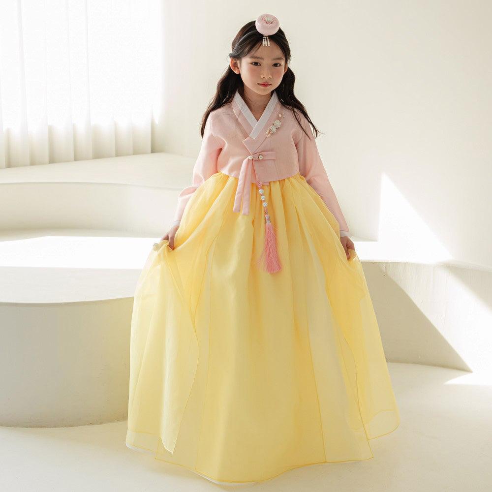 Yumin Flared Yellow Girl Hanbok (100D-15YR) - Native Korean