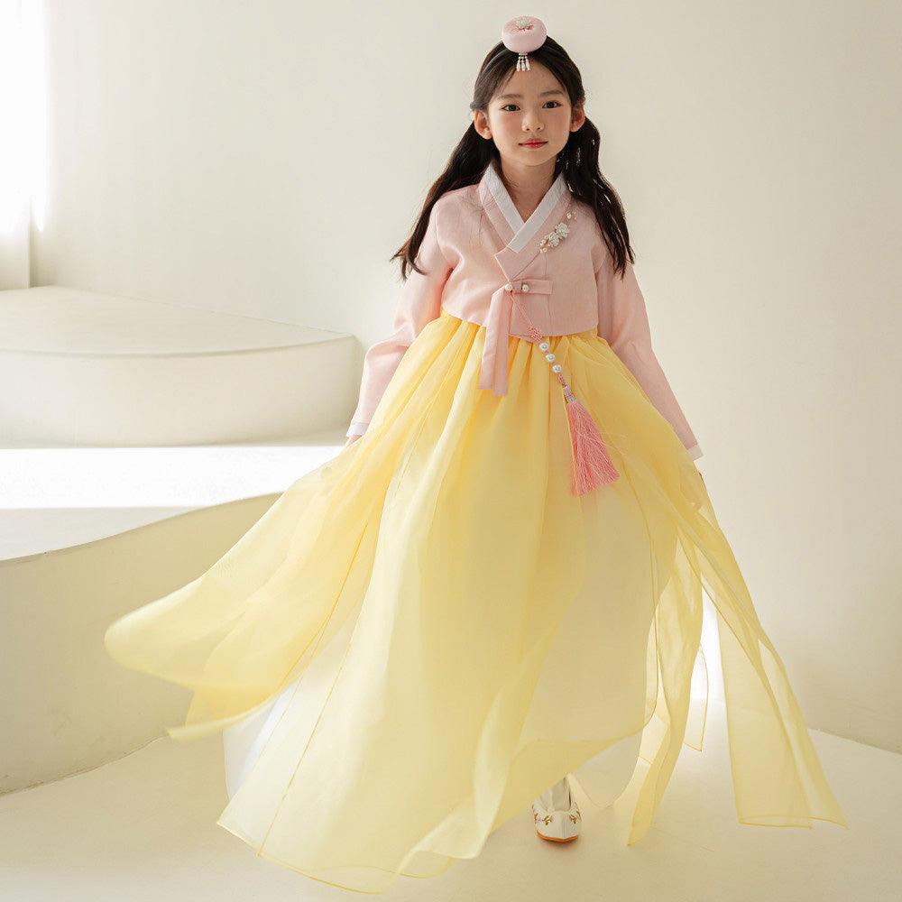 Yumin Flared Yellow Girl Hanbok (100D-15YR) - Native Korean