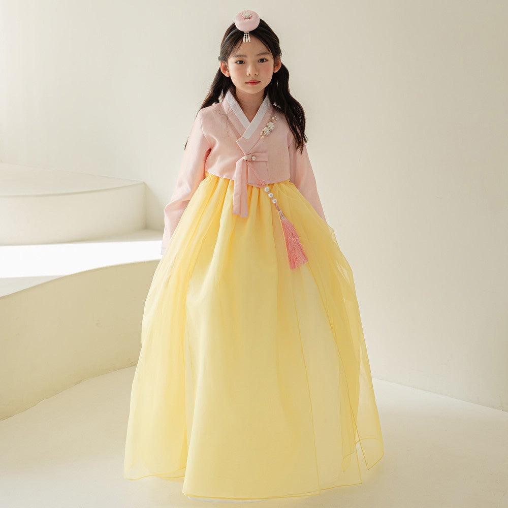 Yumin Flared Yellow Girl Hanbok (100D-15YR) - Native Korean