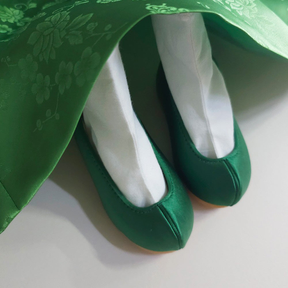 Solid Green Girl Hanbok Shoes