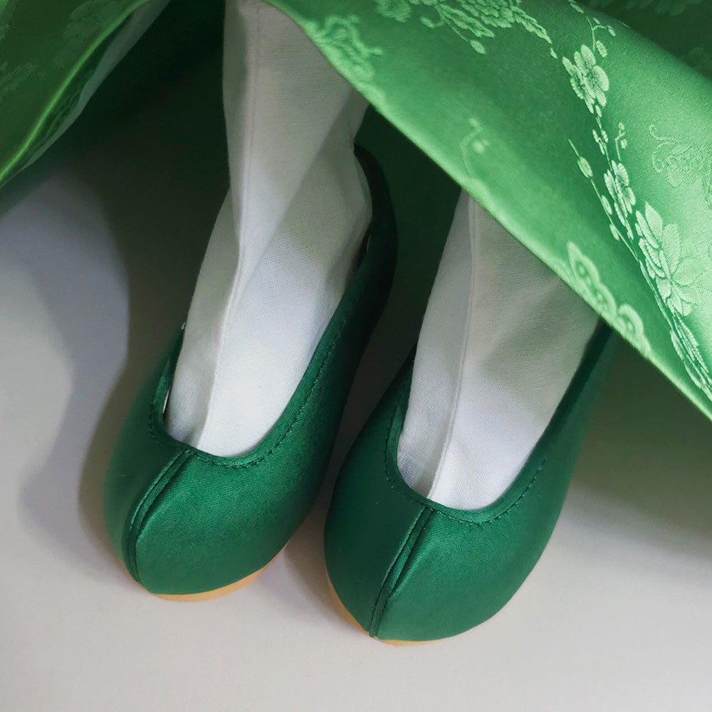 Solid Green Girl Hanbok Shoes