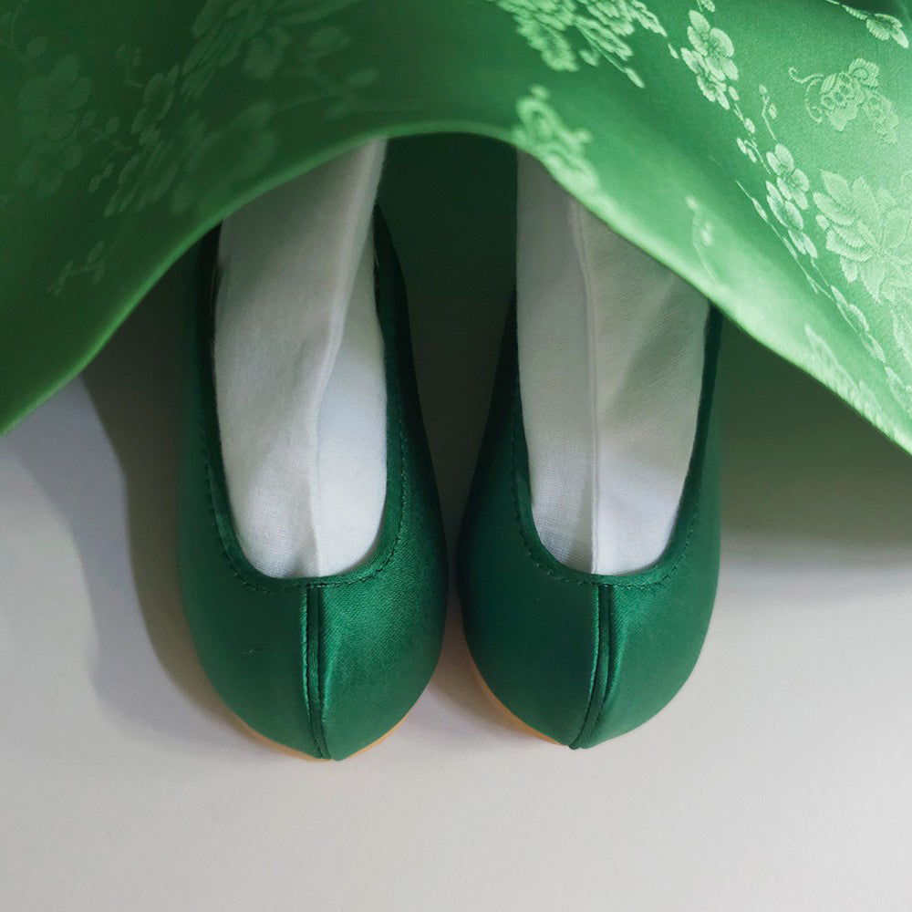 Solid Green Girl Hanbok Shoes