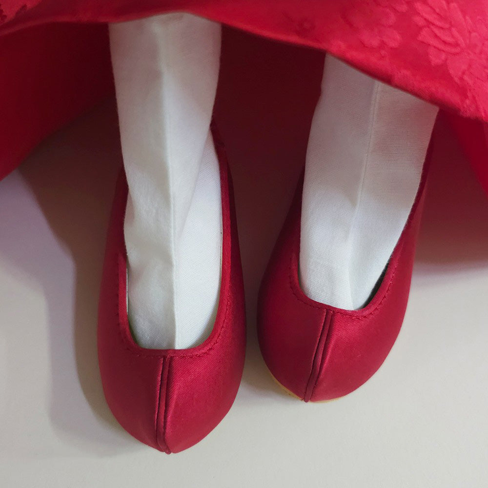 Solid Red Girl Hanbok Shoes