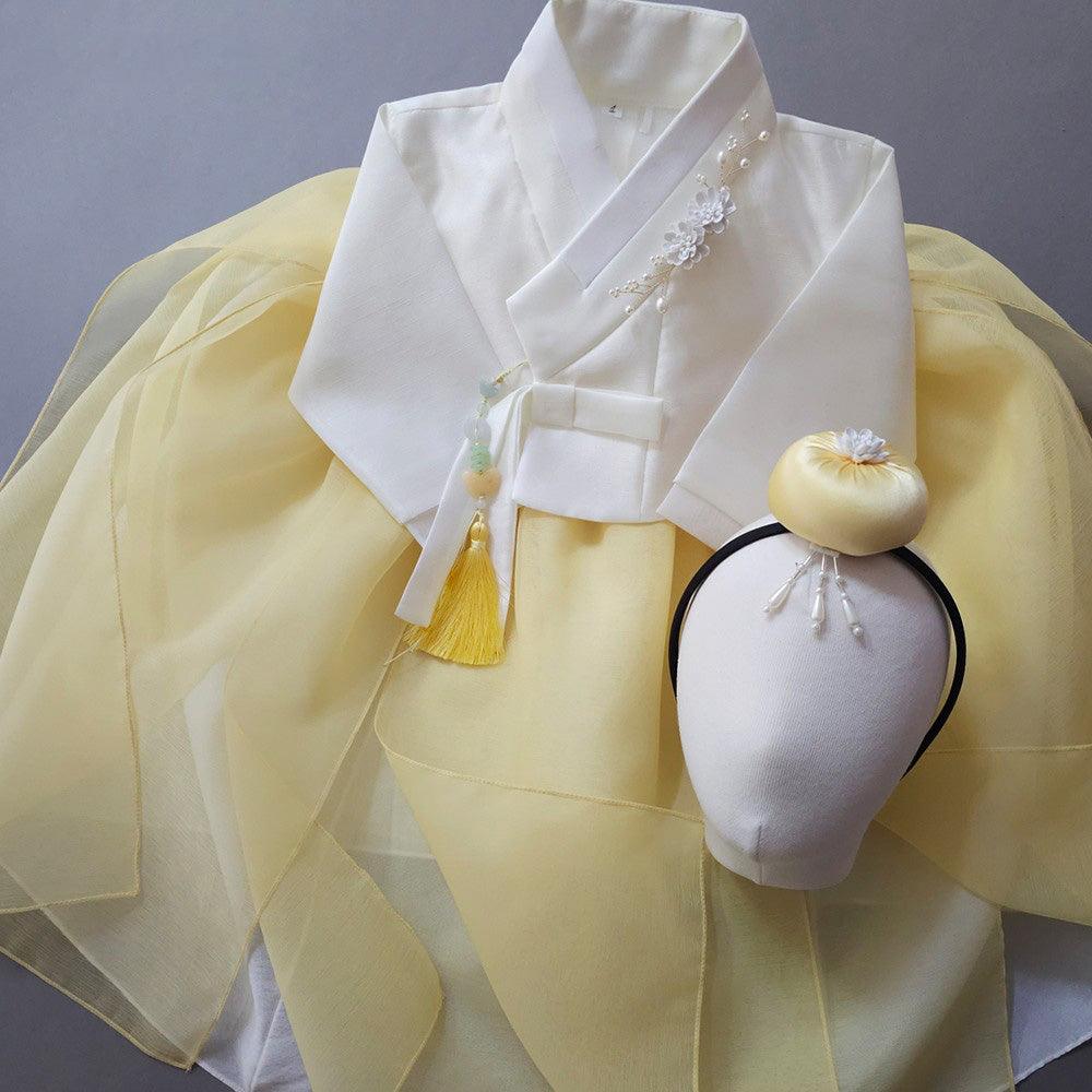 Yumin Flared Yellow Girl Hanbok (100D-15YR) - Native Korean